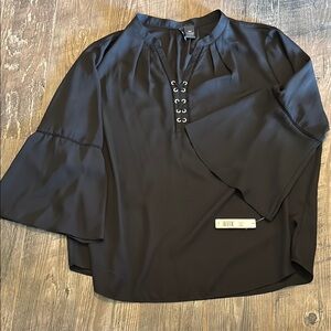 New Directions Black 3/4 Sleeve Boxy Blouse